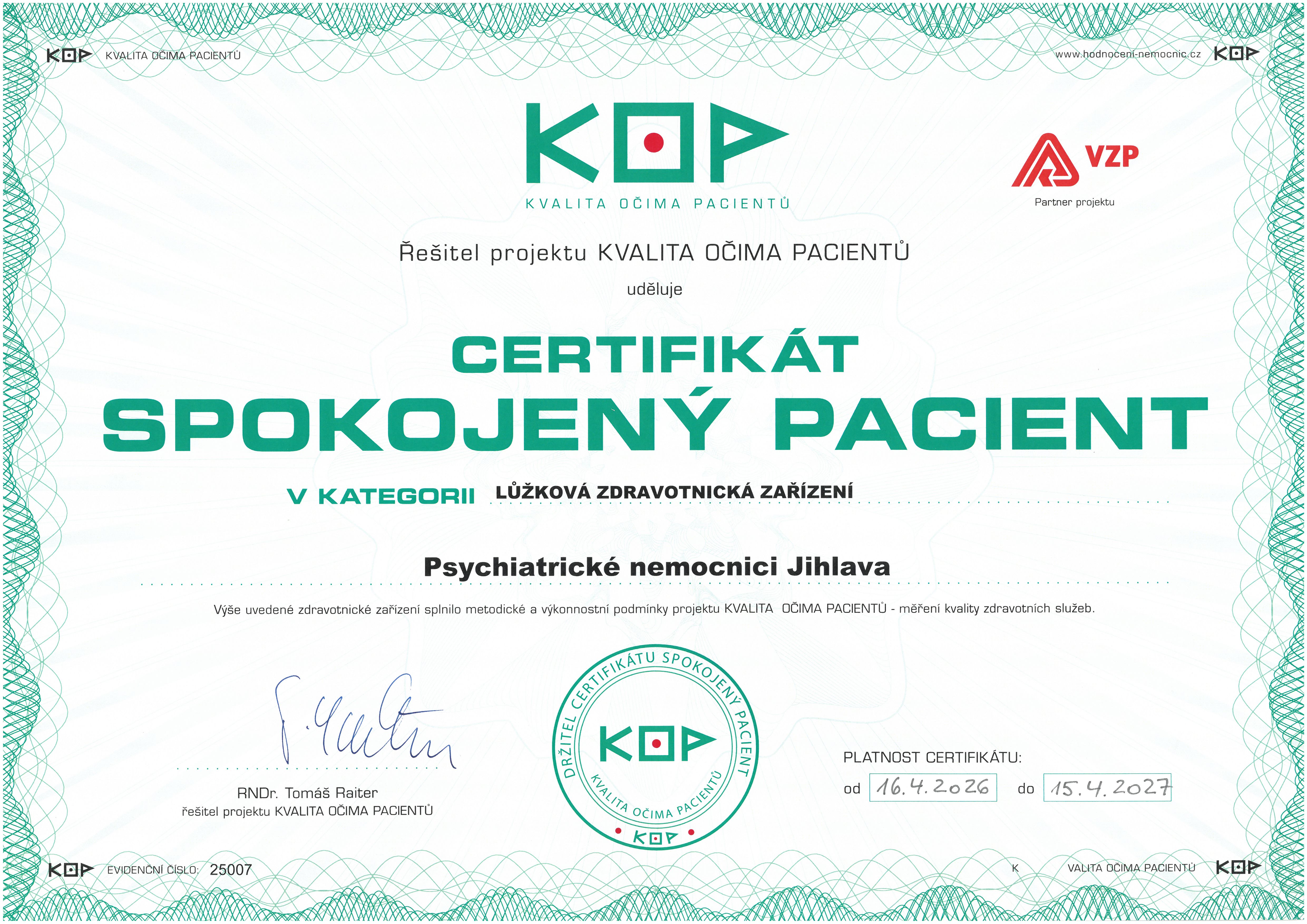 Spokojený pacient 2026/2027